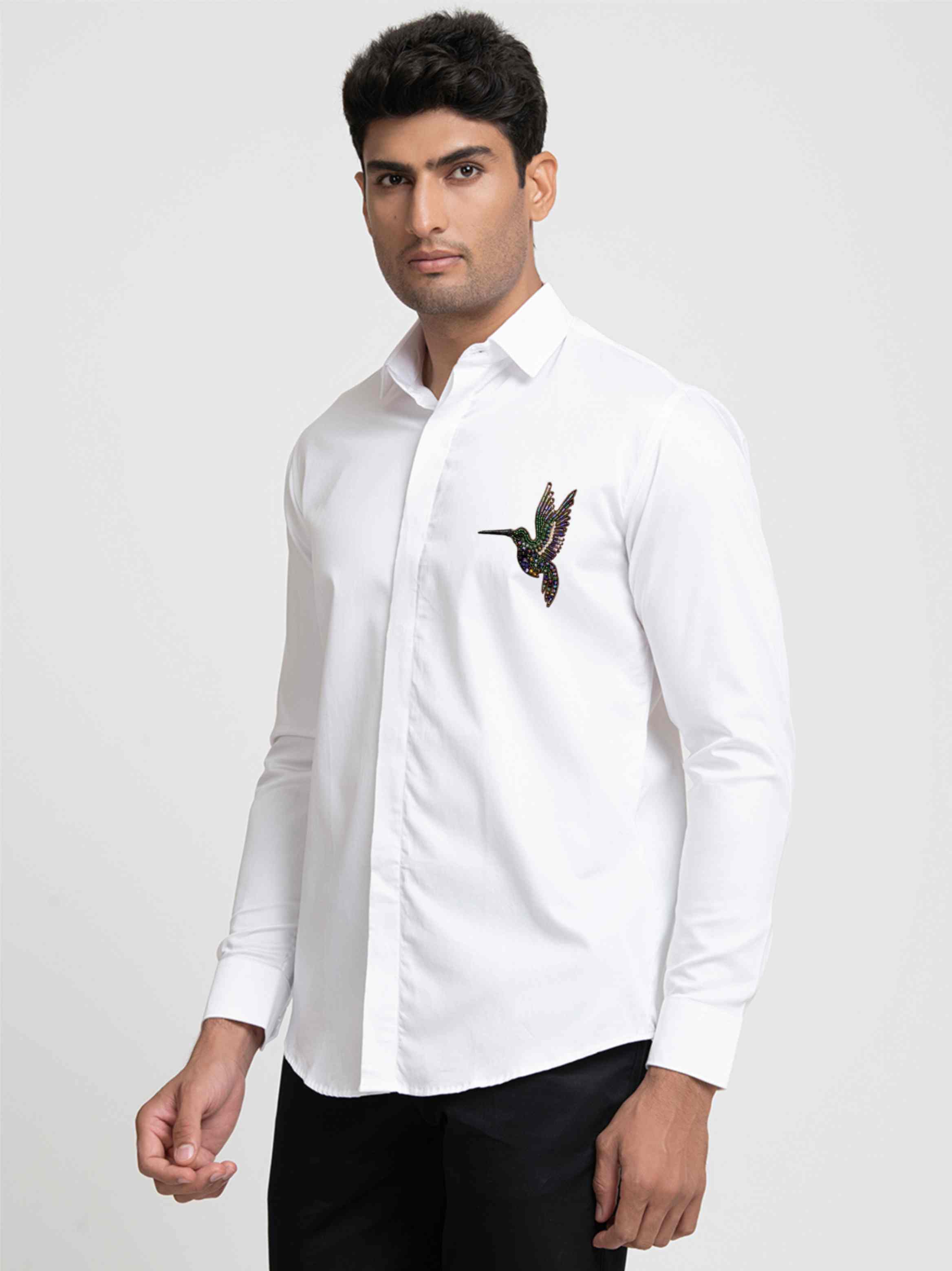 Bird Embroidered Shirt by Hilo Design | Grocsy
