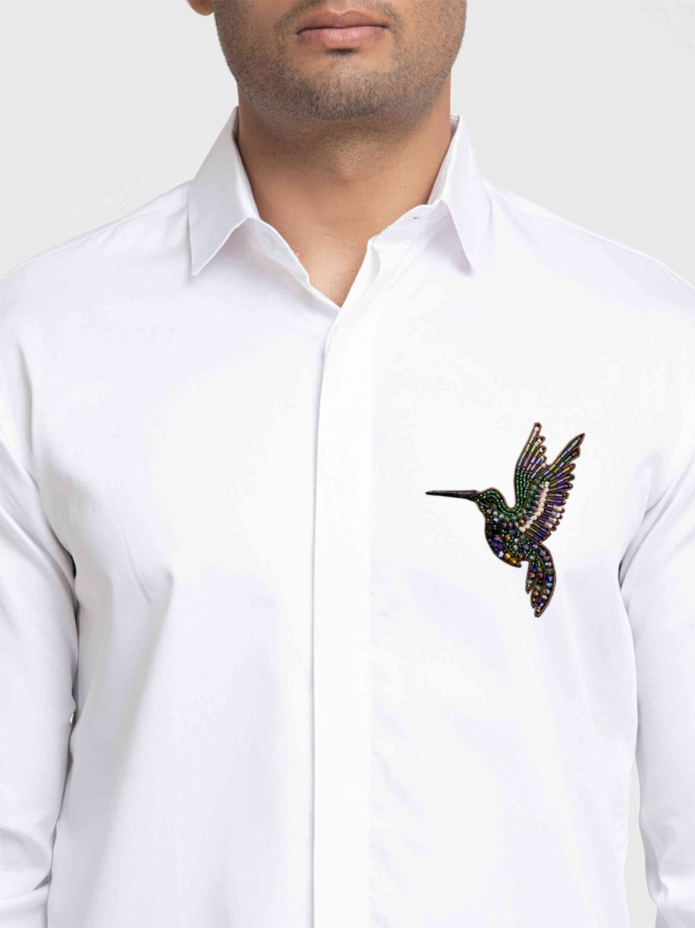Bird Embroidered Shirt by Hilo Design | Grocsy