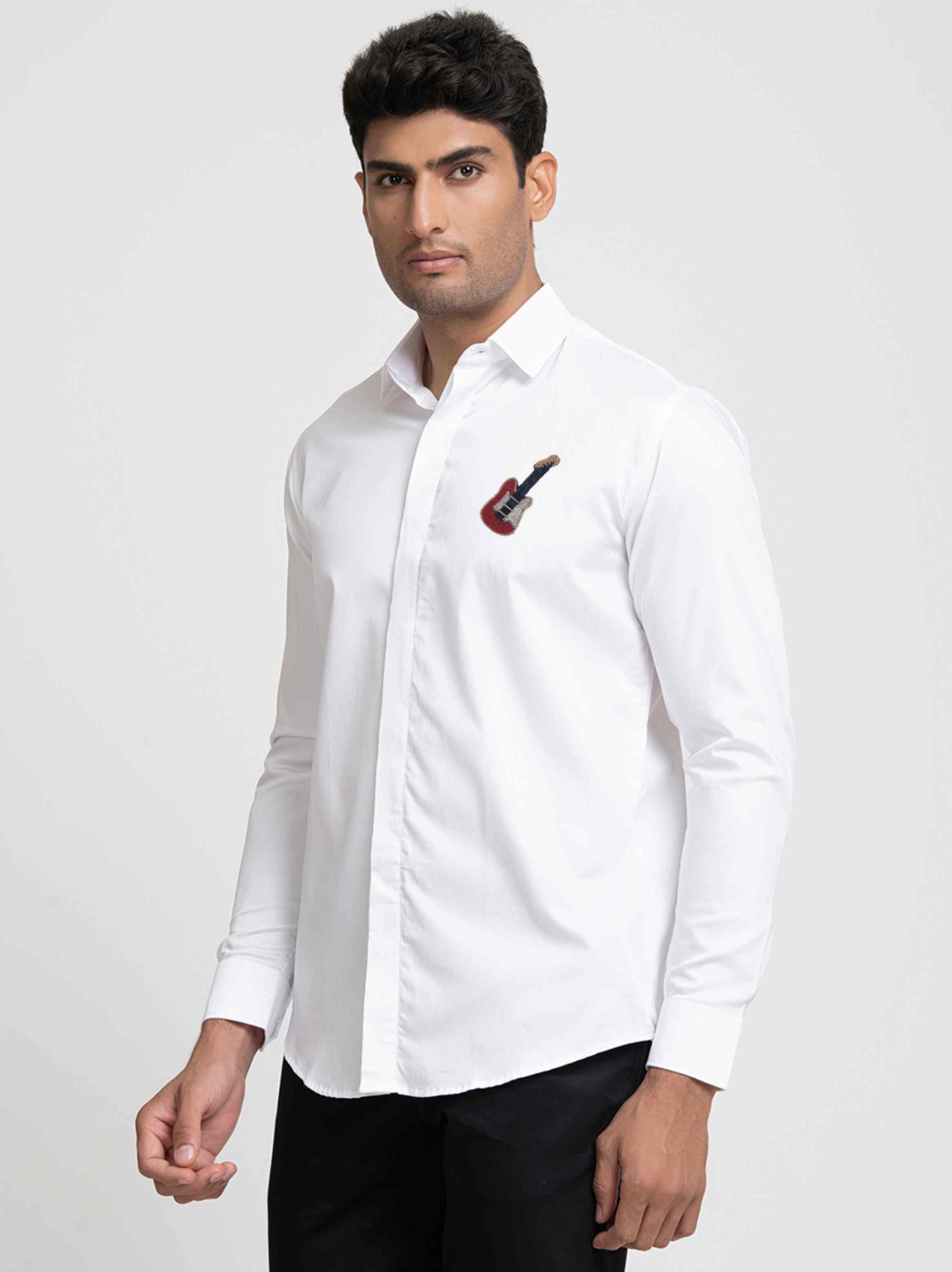 Guitar Embroidery Shirt by Hilo Design | Grocsy