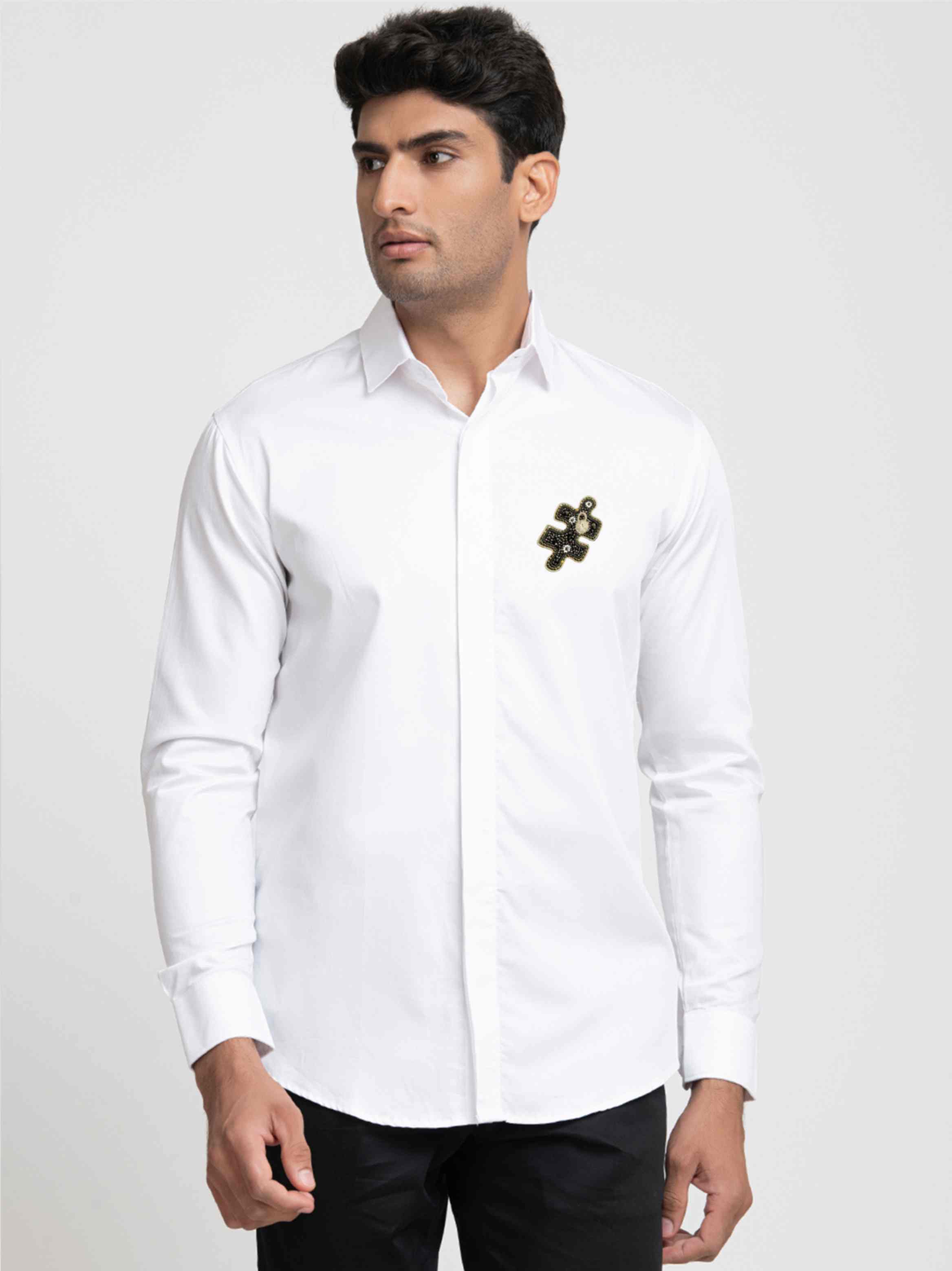 Chip Shaped Embroidery Shirt by Hilo Design | Grocsy