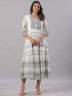 Juniper Women Off-White Georgette Flared Maxi Dress | Grocsy