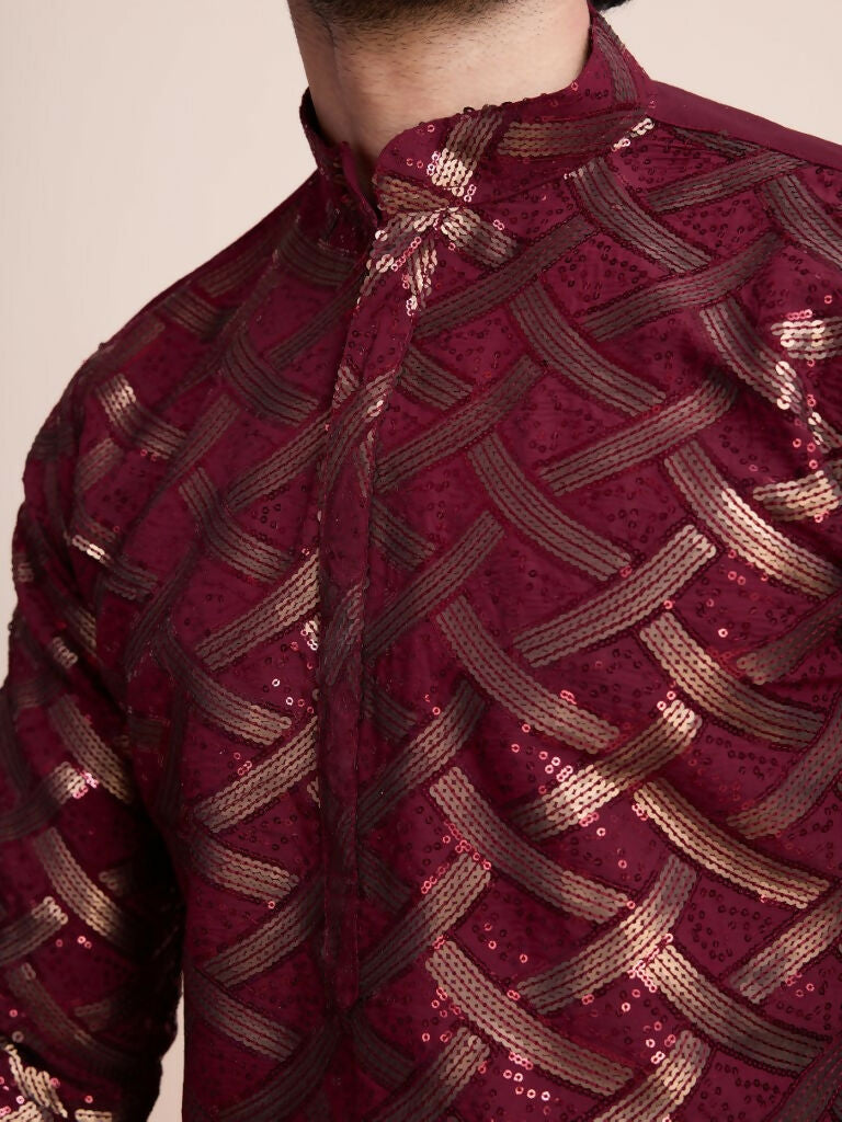 Vastranavya Traditional Festival Wear Pure Silk Thread & Sequence Embroidered Work Kurta | Grocsy