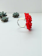 Inhanns Rang-E-Roshan Adjustable Ring – Handmade Crystal Statement Ring - Red Big | Grocsy
