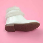 Tiny Bugs Girls Faux Fur Detail Winter Boots - White | Grocsy