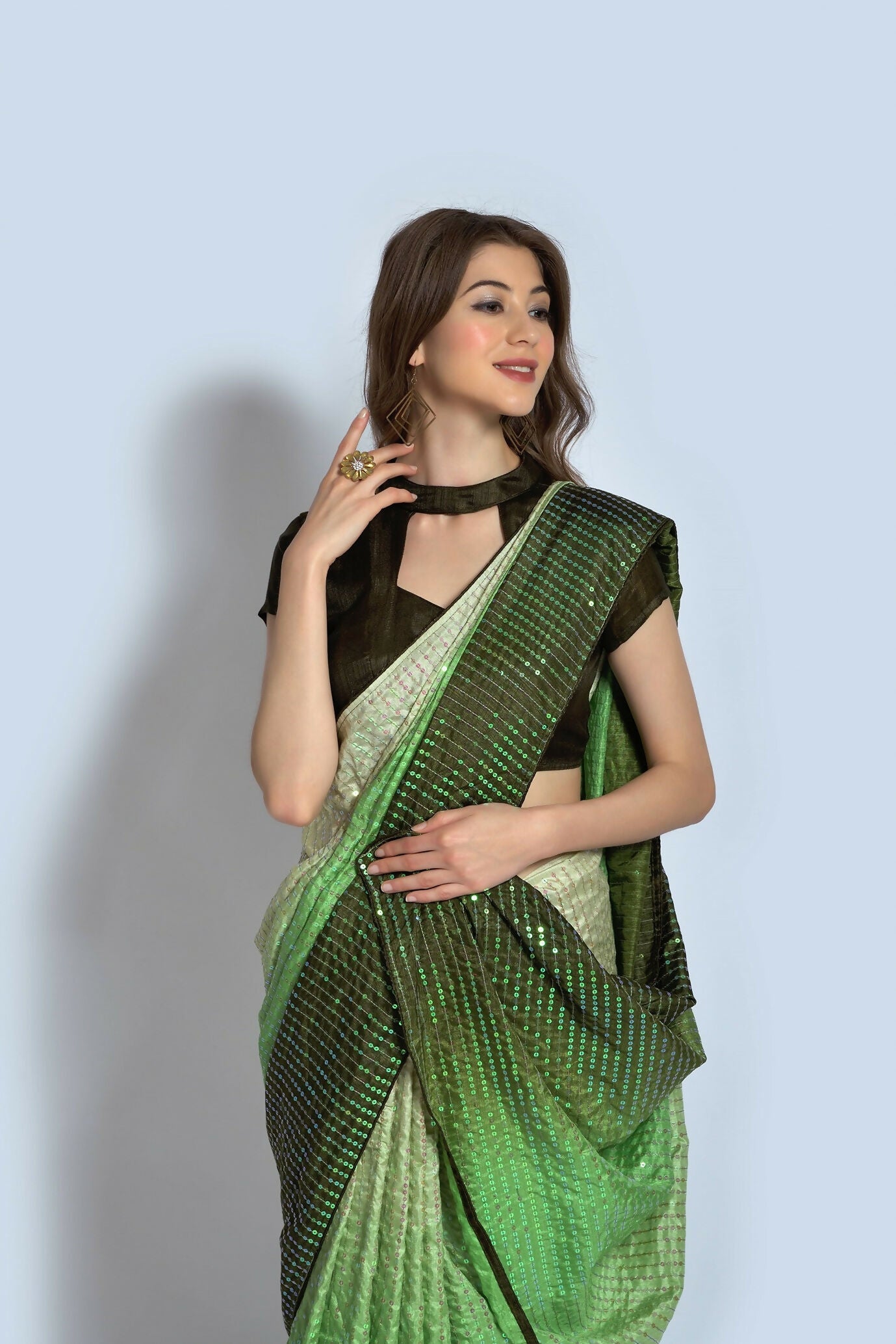 Vegaa Fashion Light Green Vichitra Silk Embroidered Party Wear Saree | Grocsy