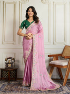 Ai Fashion Pink Rangoli Silk Embroidery Party Wear Saree | Grocsy