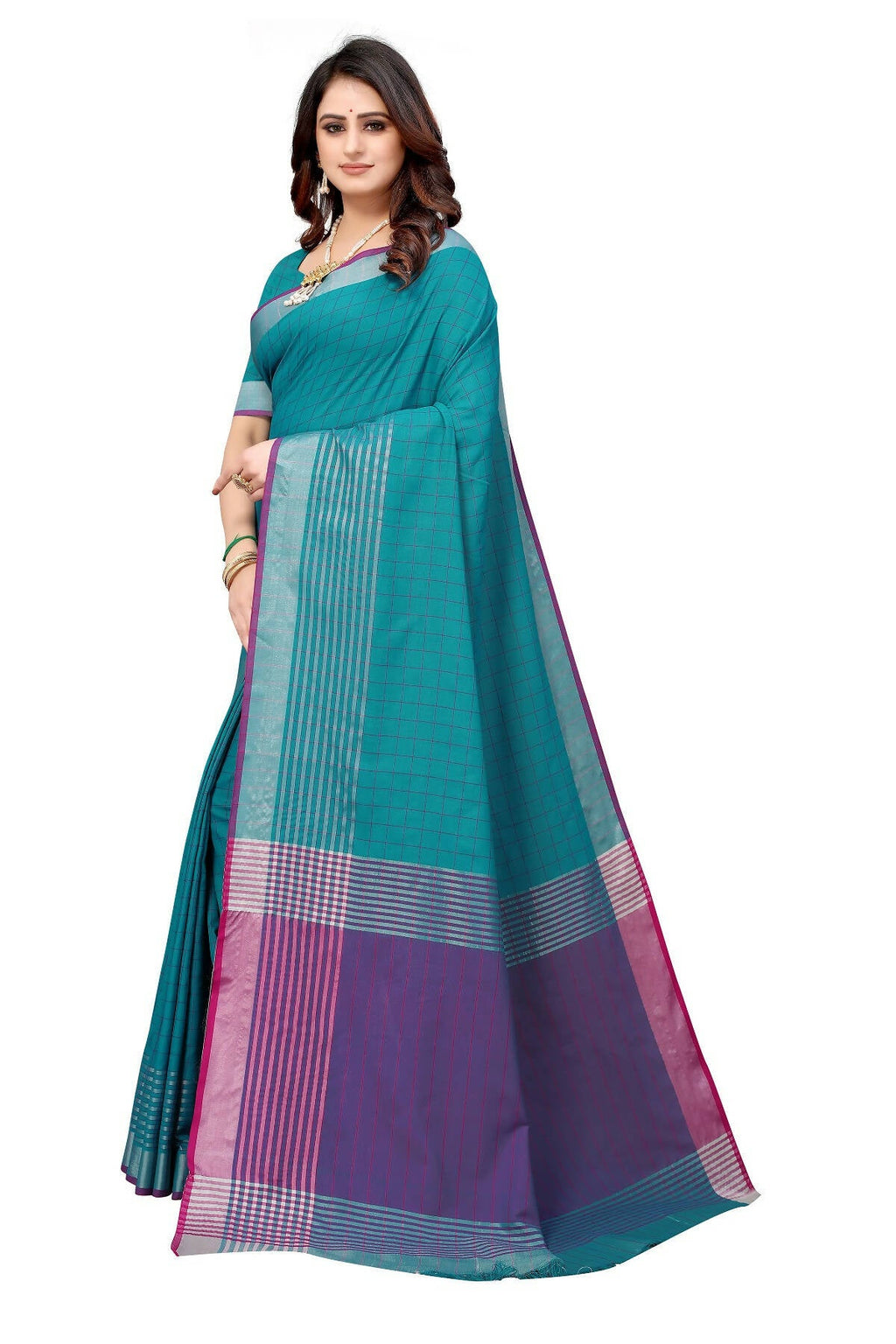 Vamika Blue Cotton Silk Saree | Grocsy