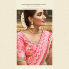Pink Gajji Silk Foil With Moti Work Saree With Unstitched Blouse - Norita Gajri | Grocsy