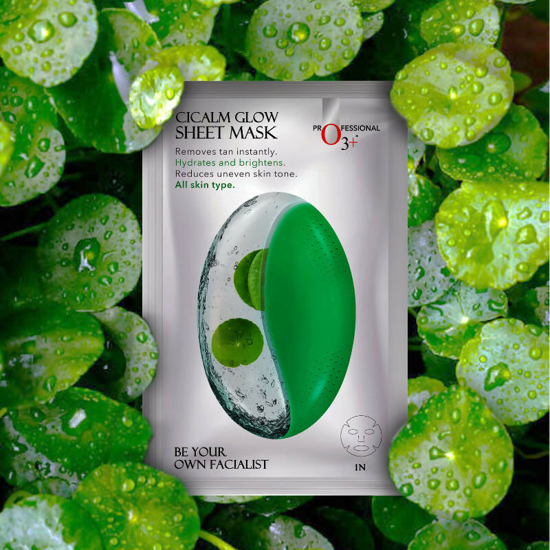 Professional O3+ Cicalm Glow Sheet Mask With Cica For D-Tan & Glow | Grocsy
