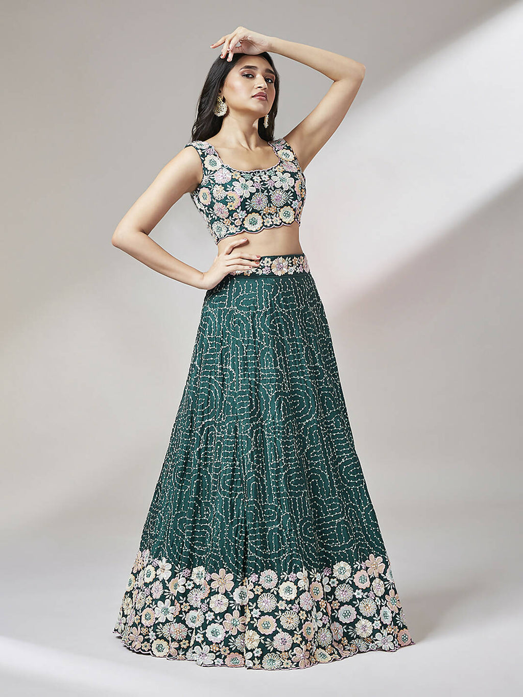 House of Panchhi Teal Georgette heavy Sequinse embroidery Lehenga choli & Dupatta | Grocsy
