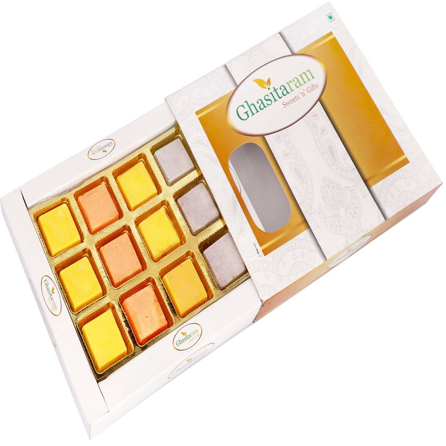 Ghasitaram Holi Gifts Chocolate - Fruit Flavored Chocolate in White Box | Grocsy