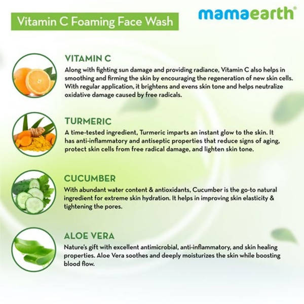 Mamaearth Vitamin C Foaming Face Wash | Grocsy