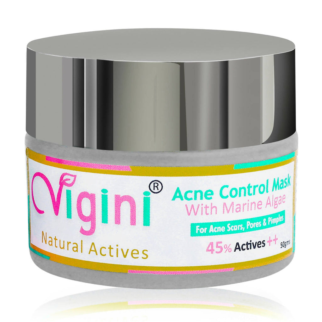 Vigini Natural Actives Anti Acne Clay Face Pack Mask with Marine Algae for Men Women | Grocsy