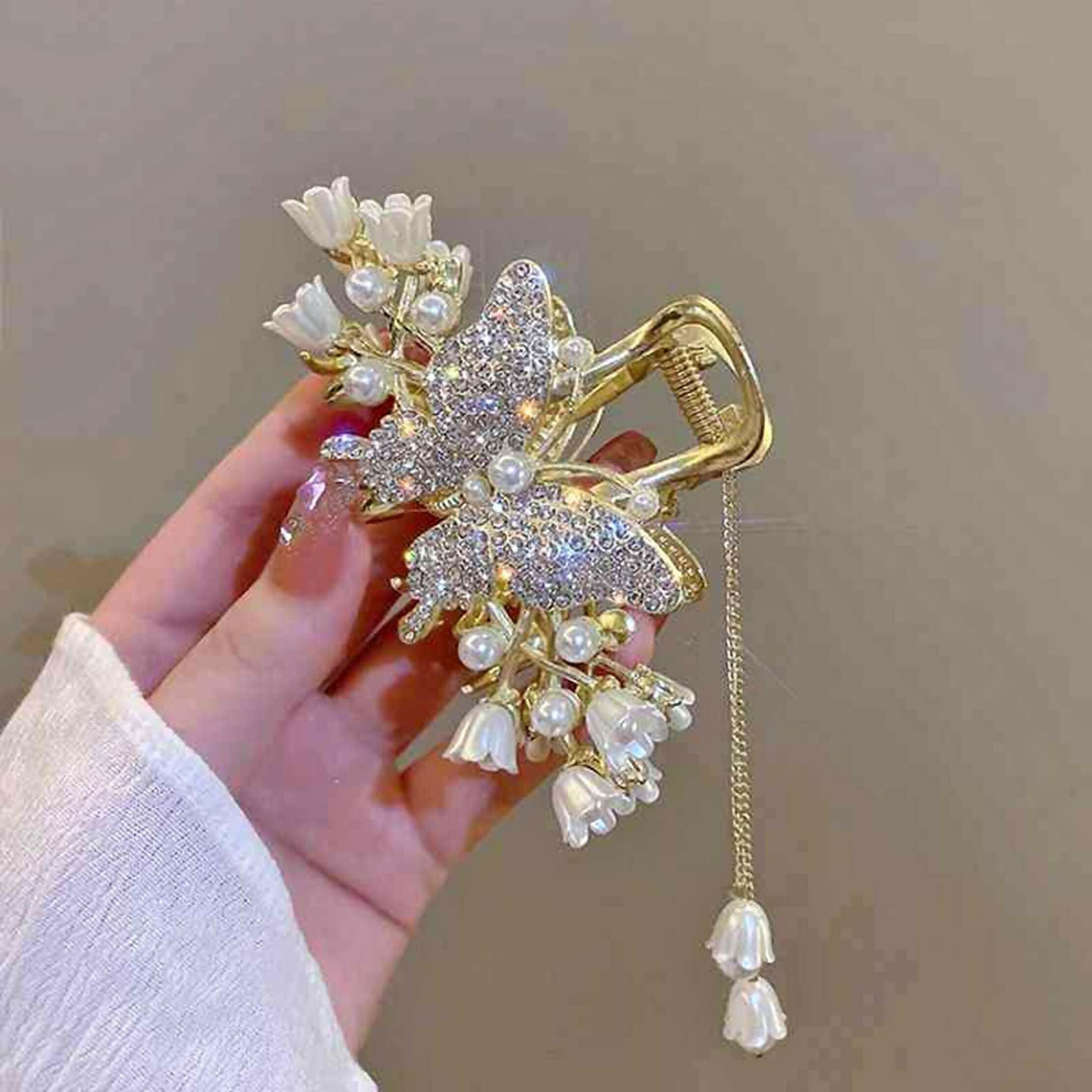 Joban Fashion White Metal Butterfly Metal Hair Claw Clip | Grocsy