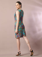 Myshka Women's Multi Printed Cowl Neck Bodycon Party Dress | Grocsy