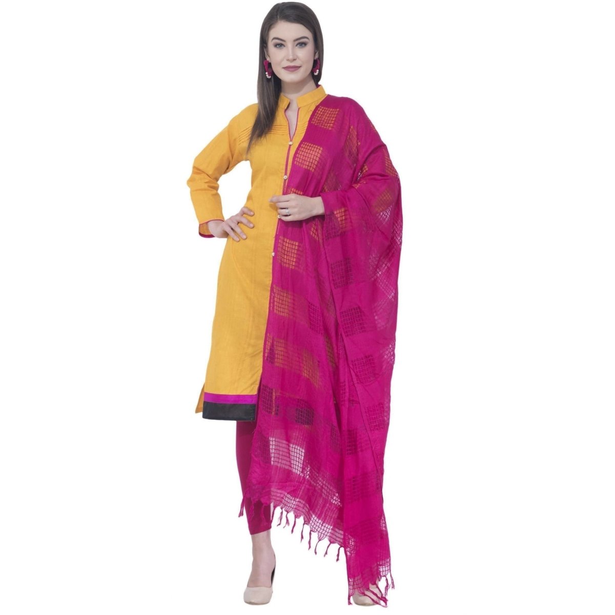 A R Silk Magenta Color Window Square Dupattas and Chunnis | Grocsy