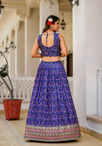 Wedding Partywear Royal Blue Slim Georgette Lehengha Choli With Dupata - Agnidhara | Grocsy