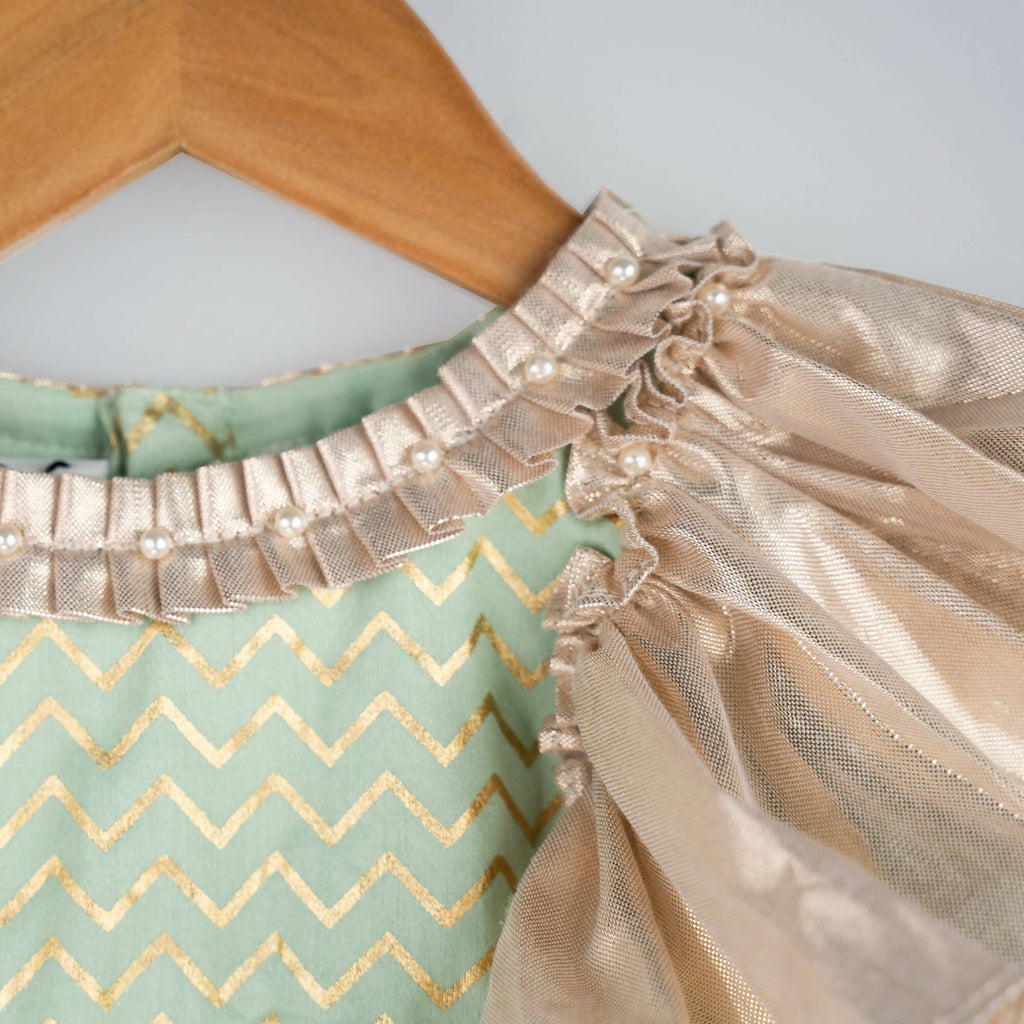 Pink Cow Fashions Gold & Green Printed Dress | Grocsy