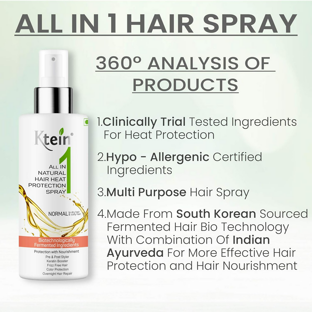 Ktein All in 1 Natural Hair Heat Protection Spray with Fermented Argan Oil | Grocsy