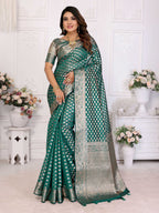 Aastha Fashion Green Organza Silk Weaving Saree | Grocsy