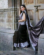 DEIANA'S Beautiful Designer Golden zari Soft Lichi Silk Saree - Black | Grocsy