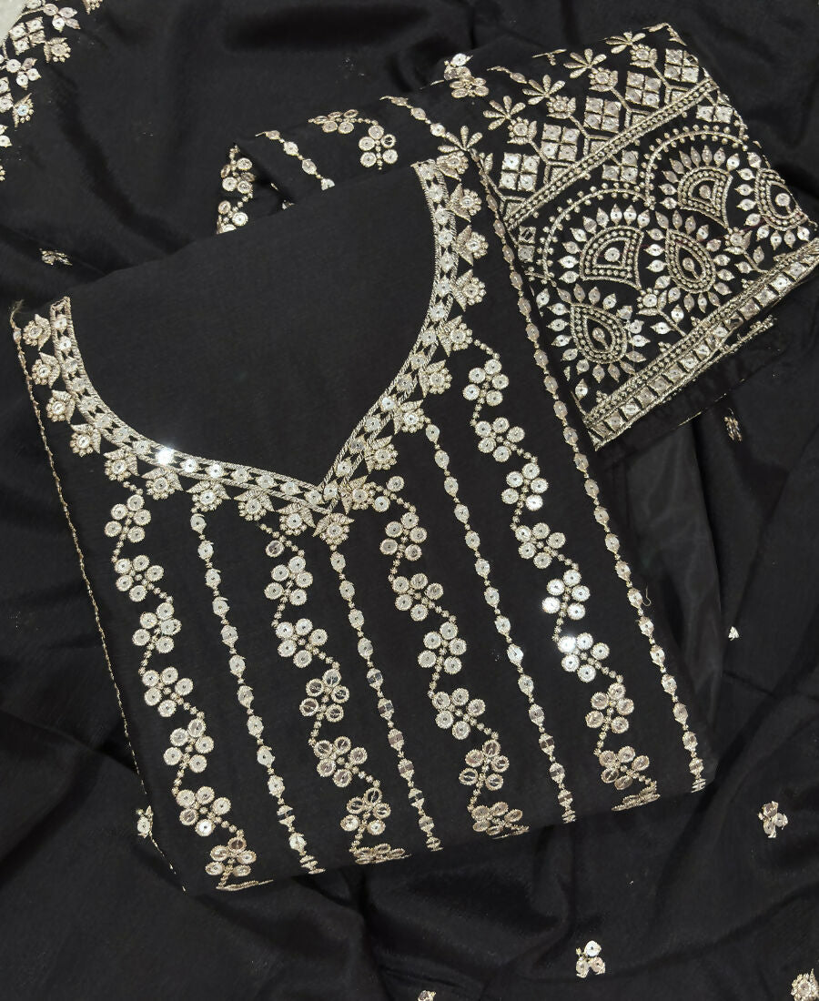 KC Latest Cocktail Wear Black Chinon Sharara Suit For Women | Grocsy