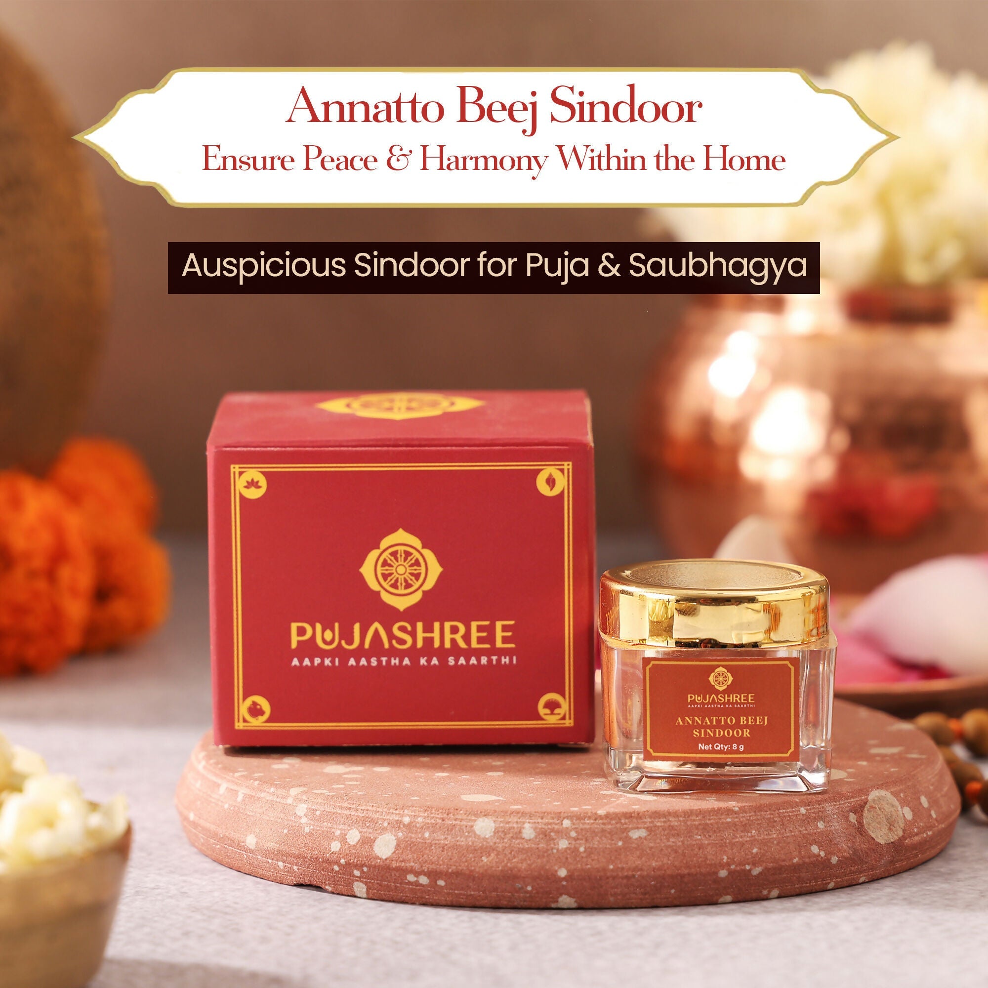 Pujashree Annatto Beez Sindoor – Traditional Sacred Sindoor for Puja & Religious Rituals | Grocsy