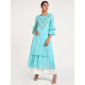Cheera Women's Anarkali Double Layered Kurta With Contrast Embroidery And Side Dori Tasal (CH020K) | Grocsy