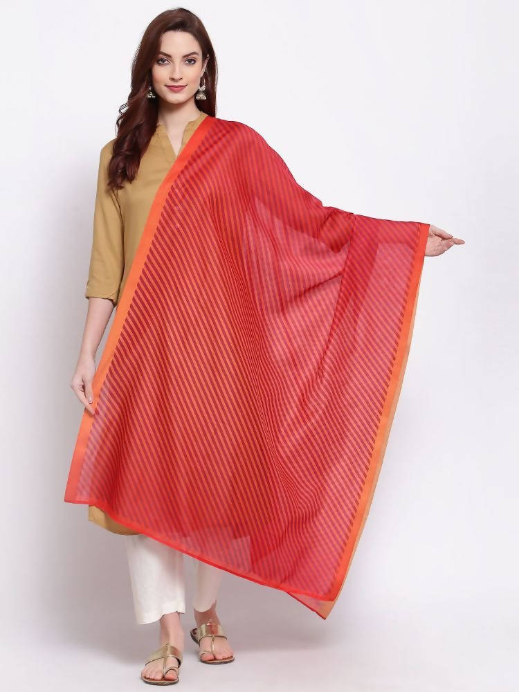 Myshka Women's Beautiful Red Cotton Silk Printed Casual Traditional Dupatta | Grocsy