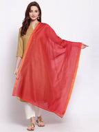 Myshka Women's Beautiful Red Cotton Silk Printed Casual Traditional Dupatta | Grocsy