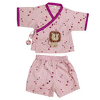 Mhyssa Mufasa Half Sleeve Wrap Style Pink T-shirt With Shorts Set For Kids | Grocsy