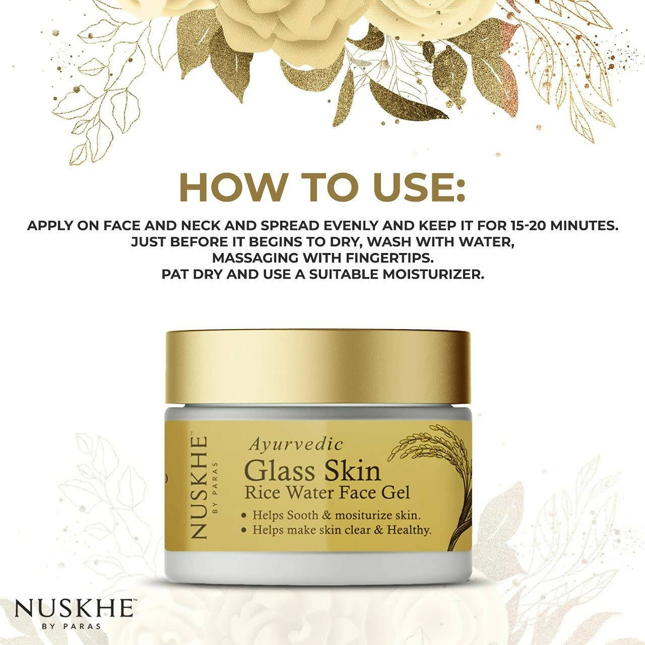 Nuskhe By Paras Ayurvedic Glass Skin Rice Water Face Gel | Grocsy