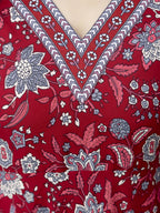 The52 Maroon Women's Gorgeous Rayon Fabric Printed Work Flared Kurta, Pant and Dupatta Set | Grocsy