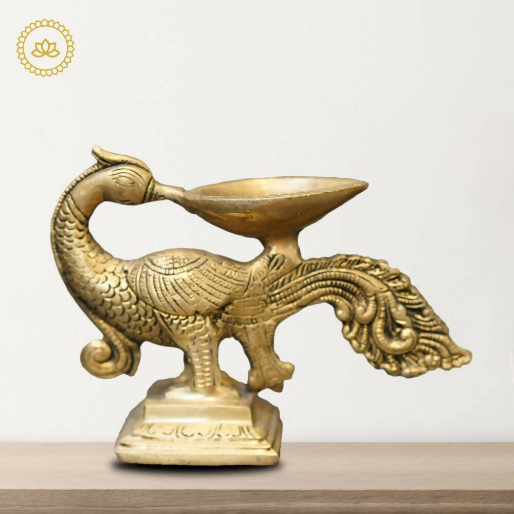 Brass Peacock Diya | Grocsy