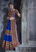 AI Fashion Blue Art Silk Designer Navratri Lehenga Choli Collection | Grocsy