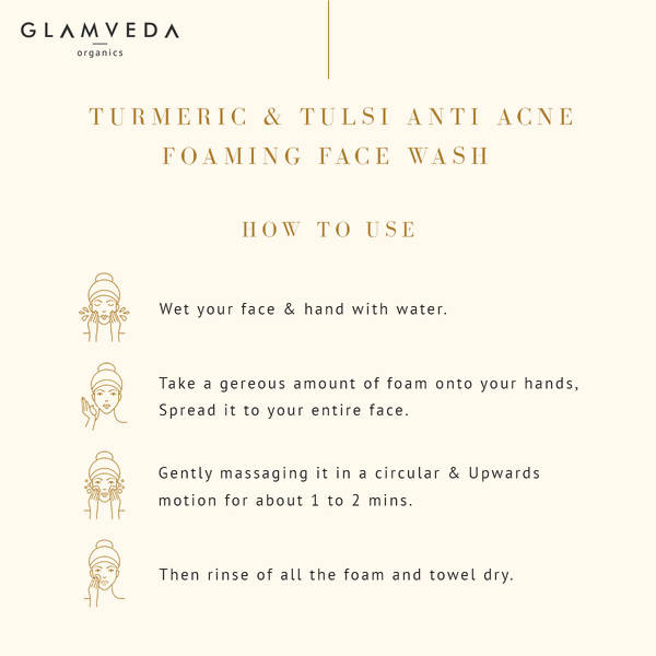 Glamveda Turmeric & Tulsi Detox Anti Acne Face Wash | Grocsy