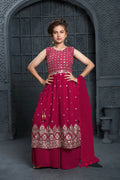 Kids Wedding Designer Pink Georgette Naira Cut Salwar Suit - Aaradhna | Grocsy