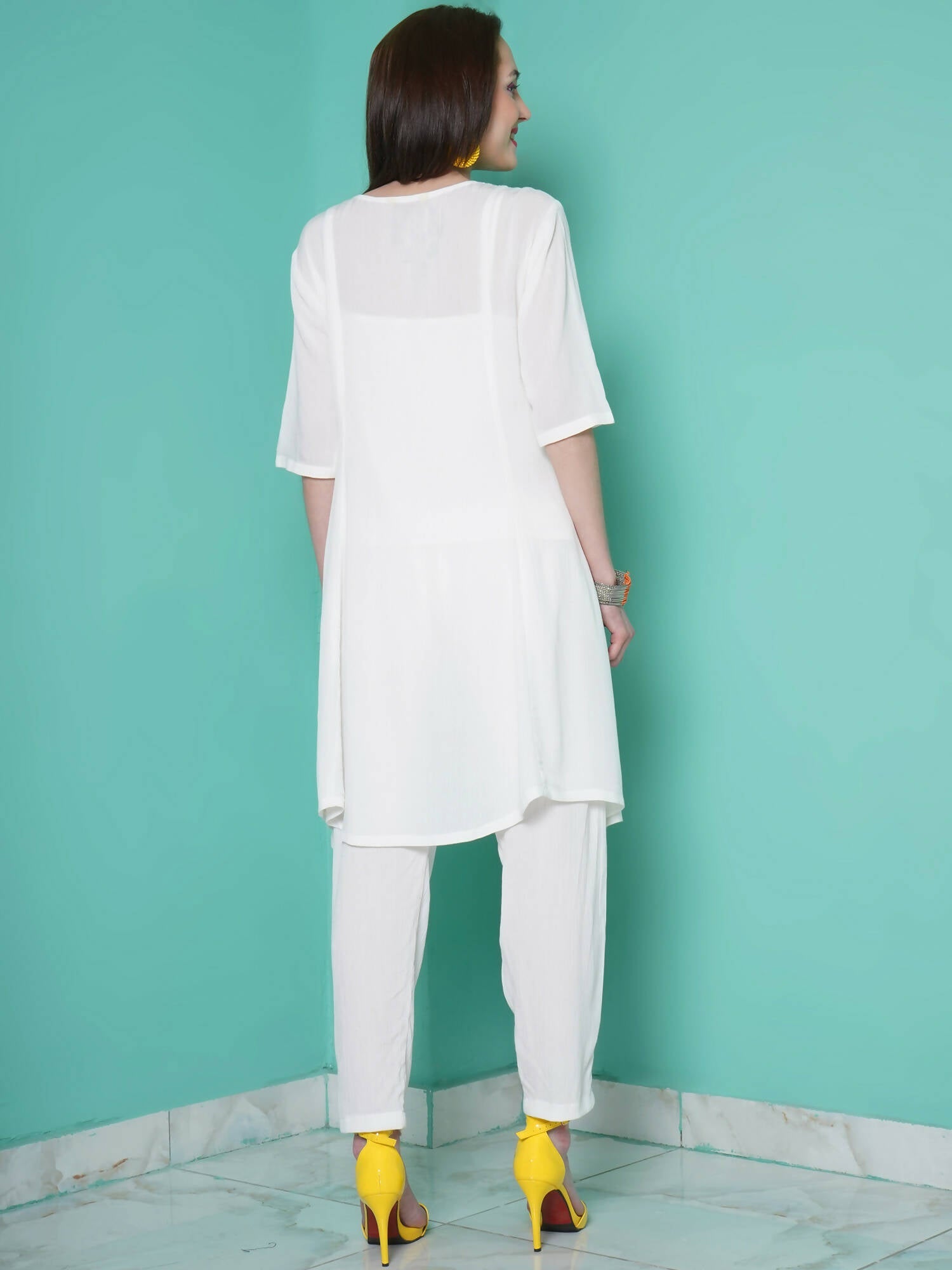 Women Republic White Rayo N Crepe Coord Set | Grocsy