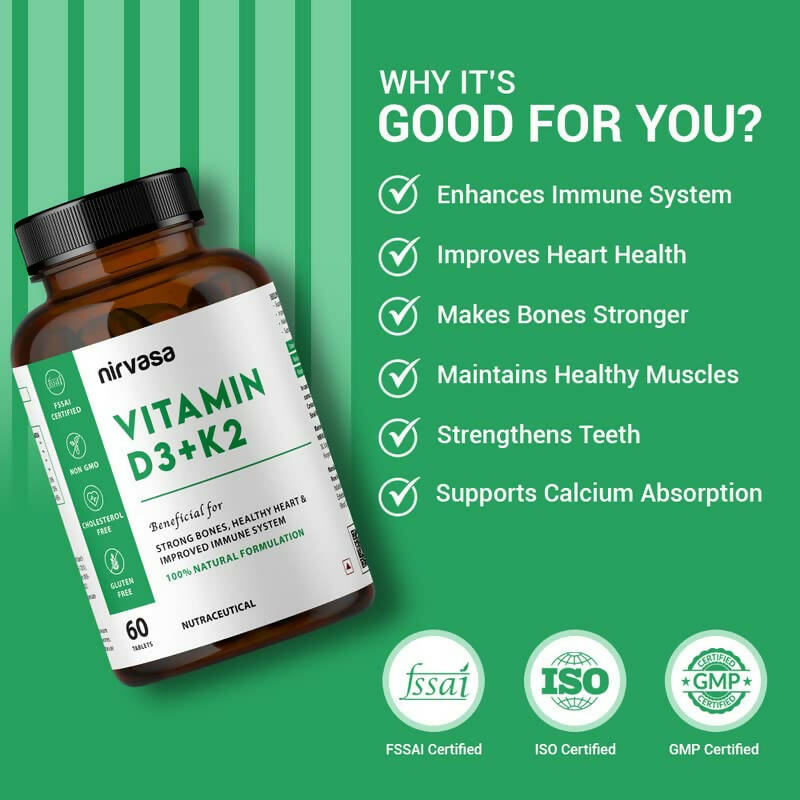 Nirvasa Vitamin D3 + K2 Tablets | Grocsy