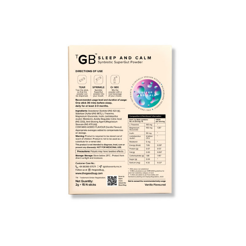 The Good Bug Sleep and Calm SuperGut Powder for Healthy Deep Sleep & Stress Relief 15 Days Pack | Grocsy