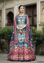Wedding Designer Multi Soft Dola Silk Anarkali suit with Dupatta - Samanta | Grocsy