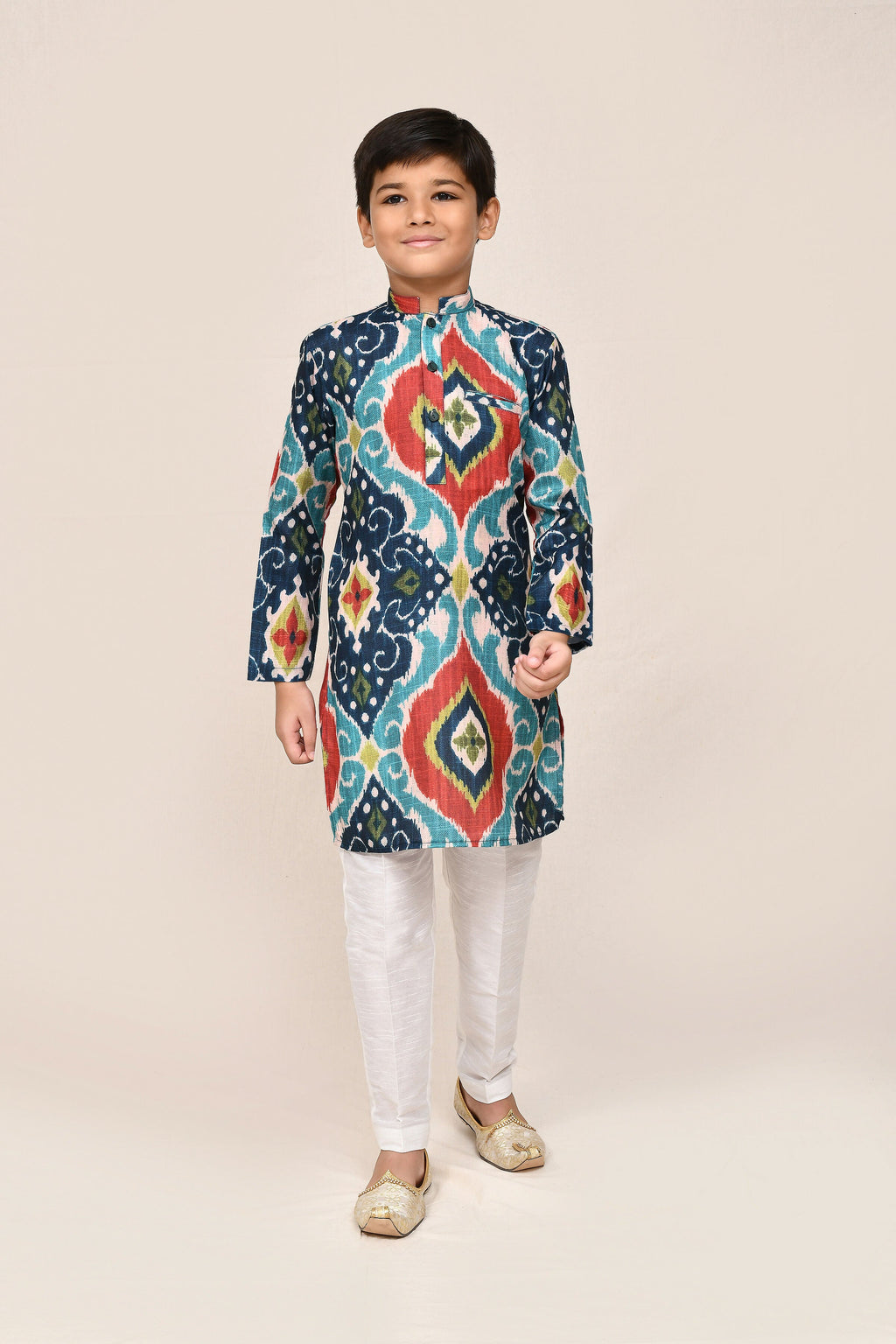 Joban Fashion Pure Cotton Multicolor Kurta With Straight Fit Pant | Grocsy