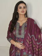 Jyoti Fashion Women's Multicolor Pashmina Digital Printed Kurta with Trouser & Dupatta | Grocsy