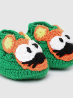 Chutput Kids Woollen Hand Knitted Mouse Detailed Booties - Green | Grocsy