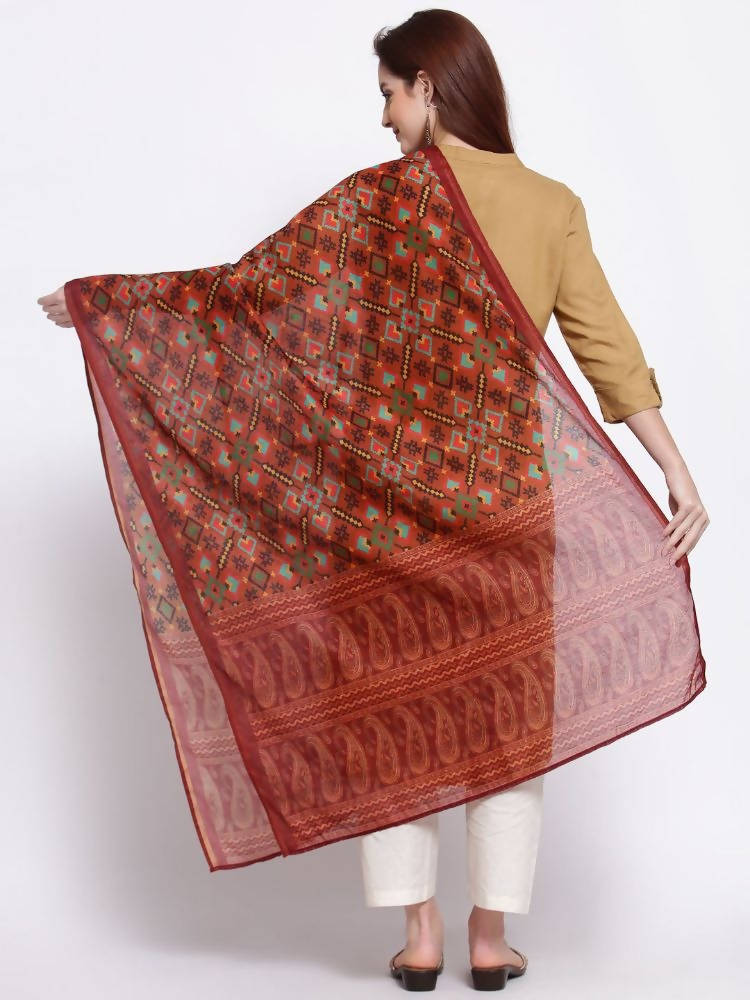 Myshka Women's Trendy Multi Cotton Silk Printed Casual Dupatta | Grocsy