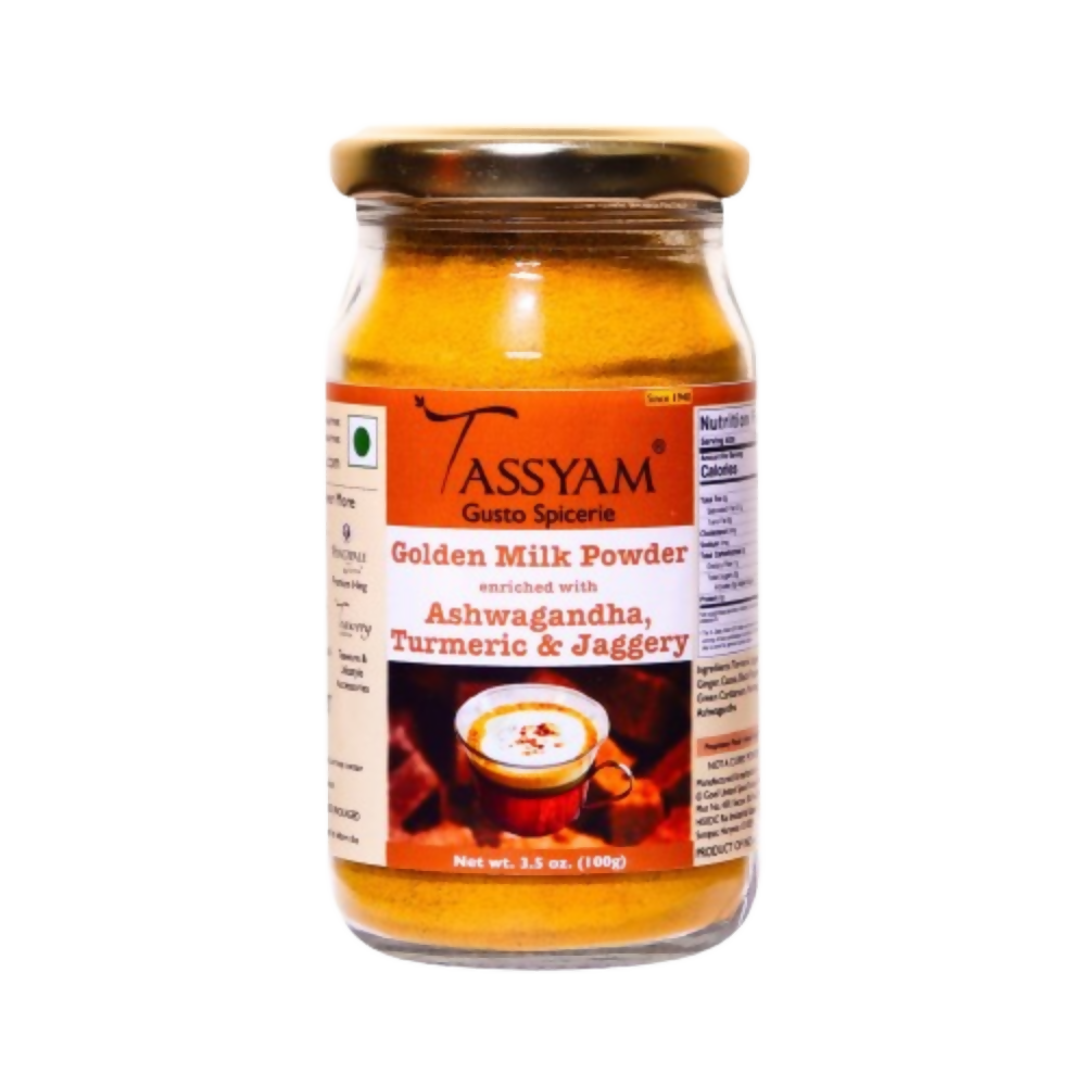 Tassyam Organics Ashwagandha Turmeric Golden Milk Latte with Jaggery | Grocsy