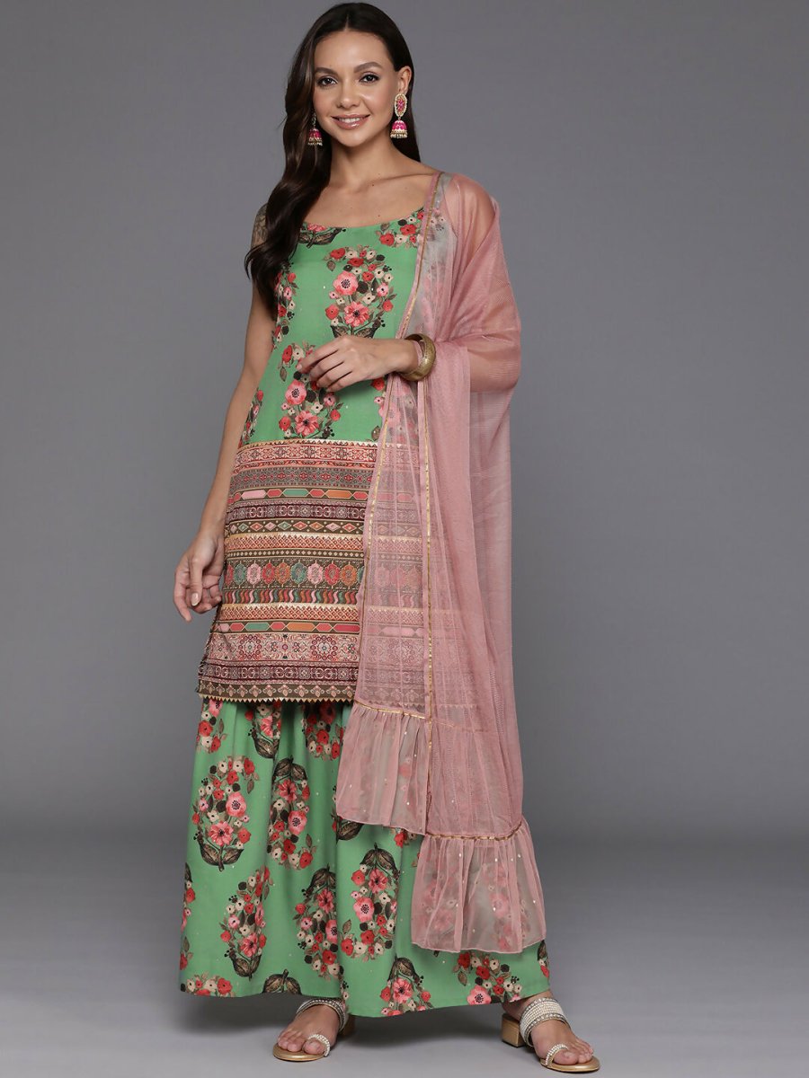 Ahalyaa Women's Traditional wear Kurta Set - Green | Grocsy