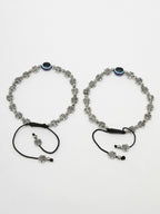 NVR Women's Evil Eye Black Silver Plated Adjustable Anklets | Grocsy