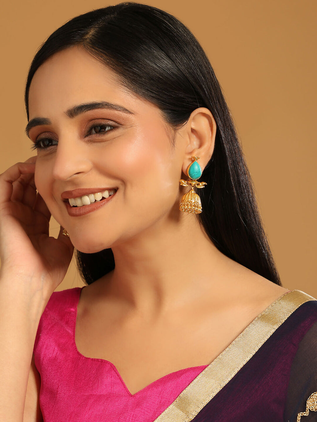Nuyug 22K Gold Plated Turquoise Grace Earrings | Grocsy