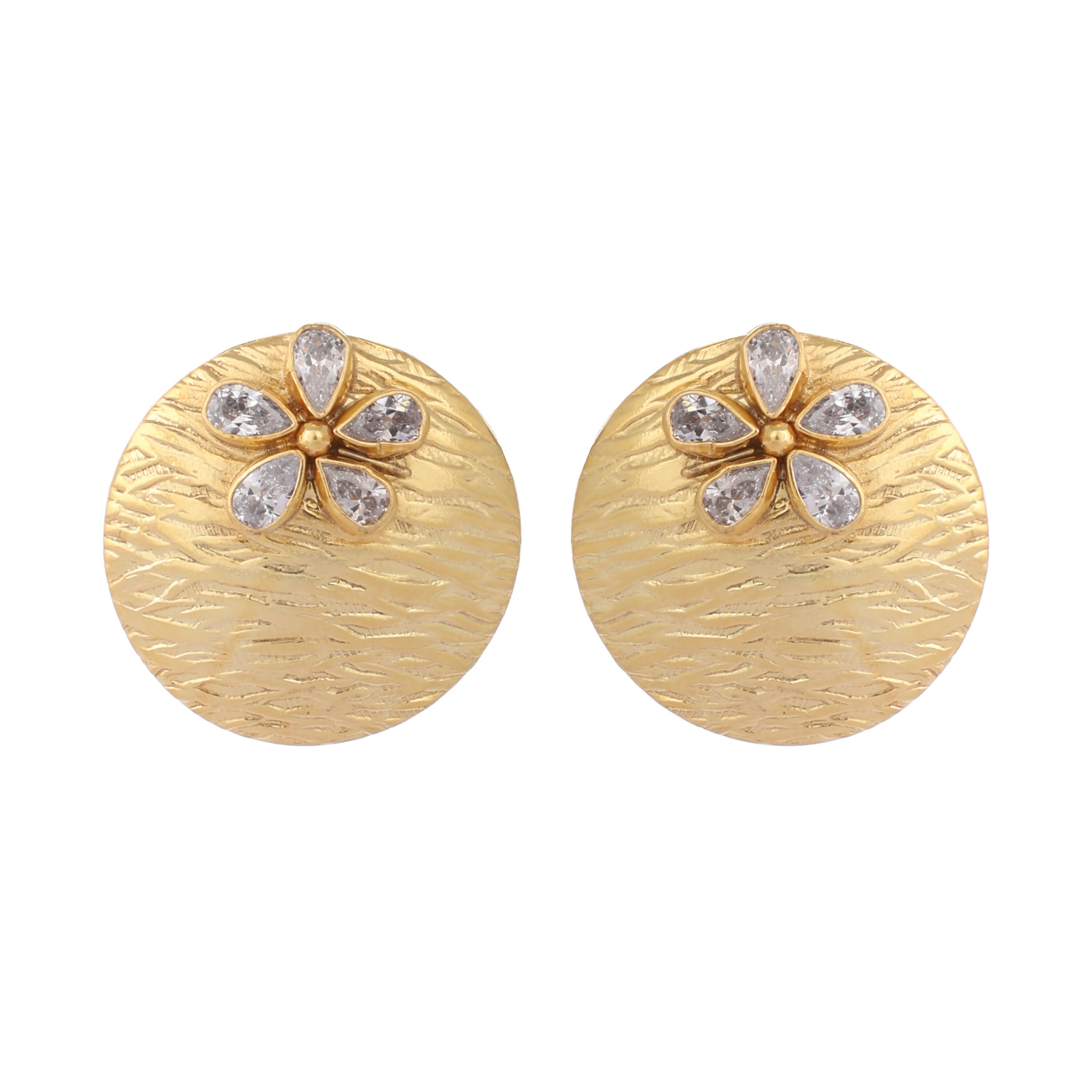 Nuyug 22K Gold-Plated Floral Motif Stud Earrings | Grocsy